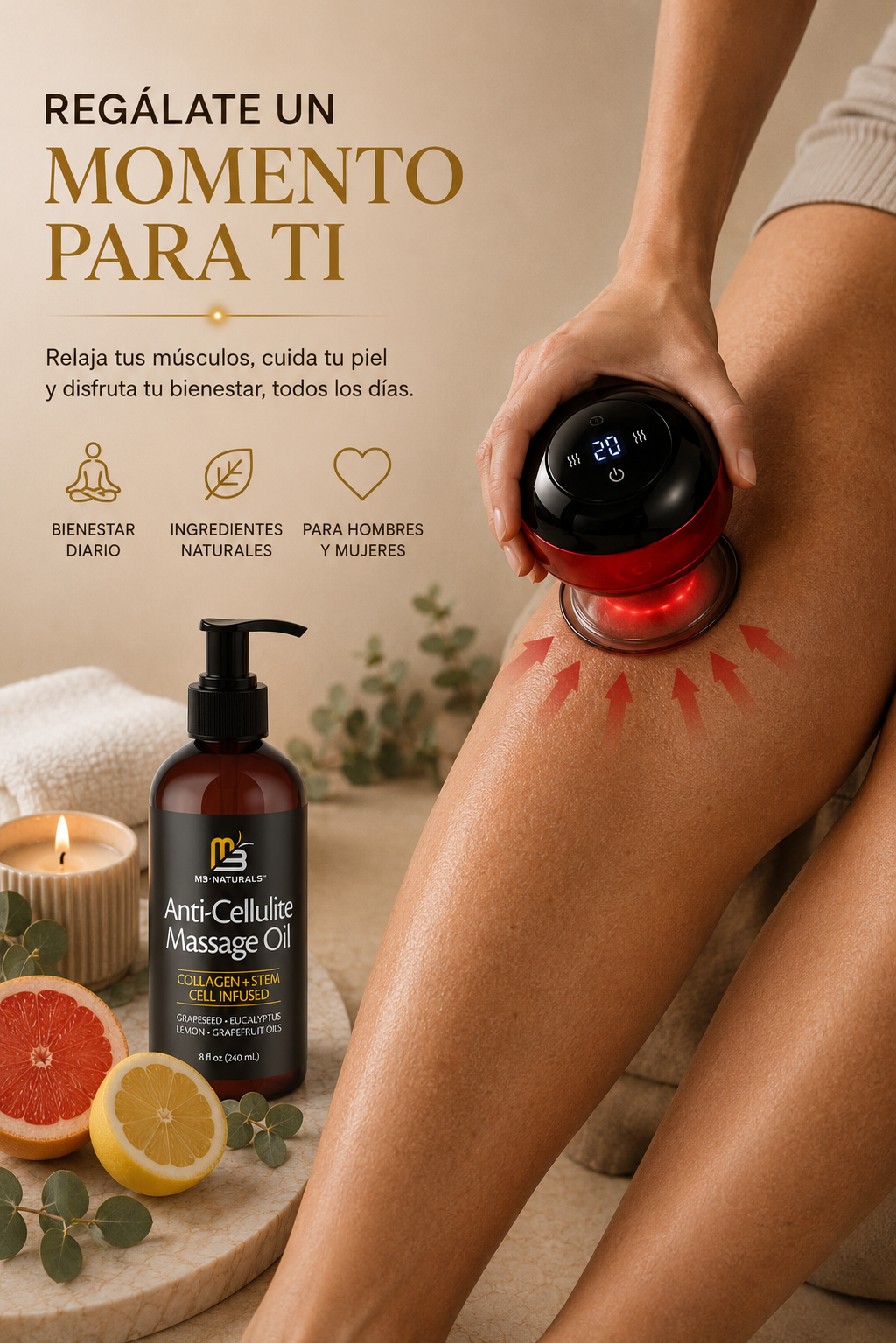 Ventosa Eléctrica + Aceite Corporal